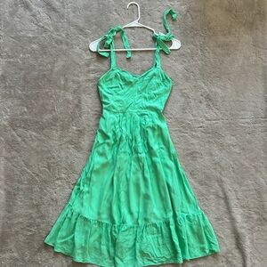 Green Sleeveless Dress with Tie Straps
